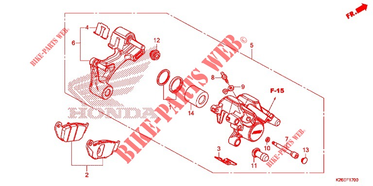 REAR BRAKE CALIPER для Honda MSX 125 SPECIAL 2020