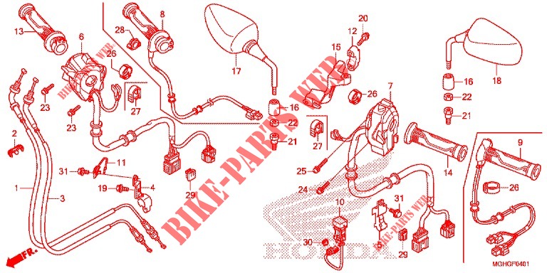 SWITCH/CABLE/MIRROR (VFR1200XD/XDA/XDL/XDS) для Honda CROSSTOURER 1200 DL 2016