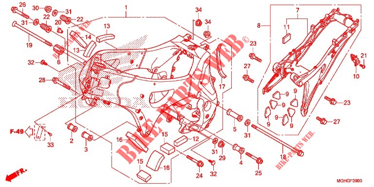 FRAME BODY  для Honda CROSSTOURER 1200 DCT ABS RED 2016