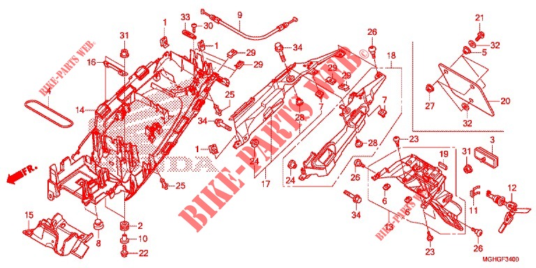 REAR FENDER  для Honda CROSSTOURER 1200 DCT ABS 2016