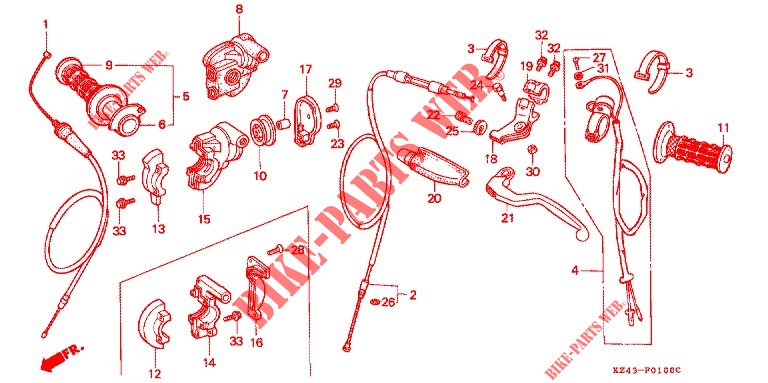 HANDLE LEVER/SWITCH/CABLE для Honda CR 125 R 1991