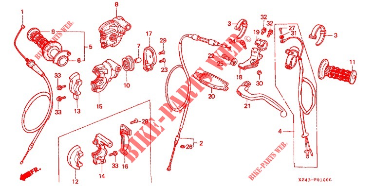 HANDLE LEVER/SWITCH/CABLE для Honda CR 125 R 1991