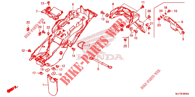 REAR FENDER  для Honda AFRICA TWIN 1000 ABS RED 2016