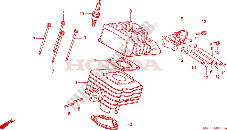 CYLINDER   HEAD для Honda LEAD 50 Kumamoto factory 1990
