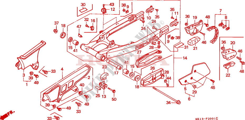 SWINGARM   CHAIN CASE для Honda XR 250 R 1988