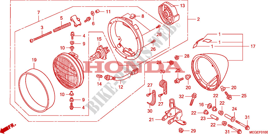 HEADLIGHT для Honda SHADOW VT 750 ABS 2008