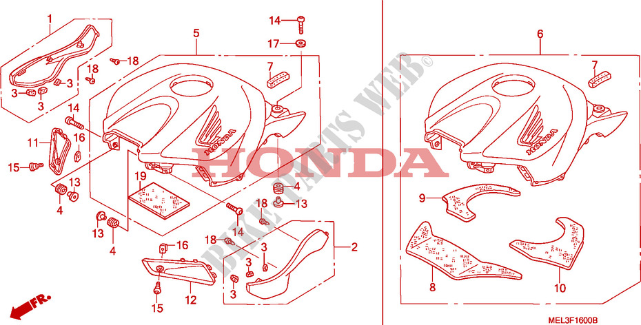 TANK COVER для Honda CBR 1000 RR FIREBLADE REPSOL 2005