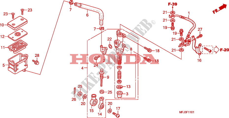REAR BRAKE MASTER CYLINDER  для Honda CBR 600 RR ABS 2010