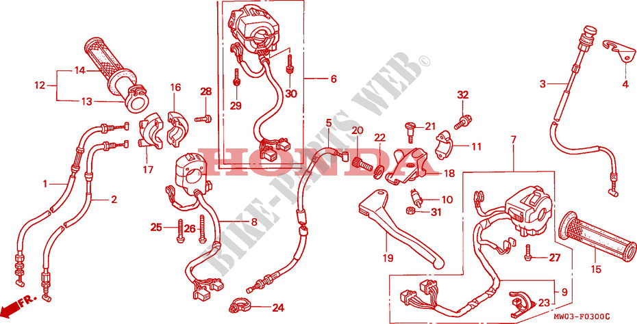 SWITCH    CABLES   LEVERS   GRIPS для Honda CBR 900 RR 1995