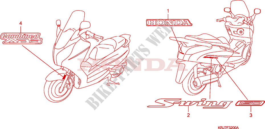 STICKERS для Honda S WING 125 FES ABS E 2011