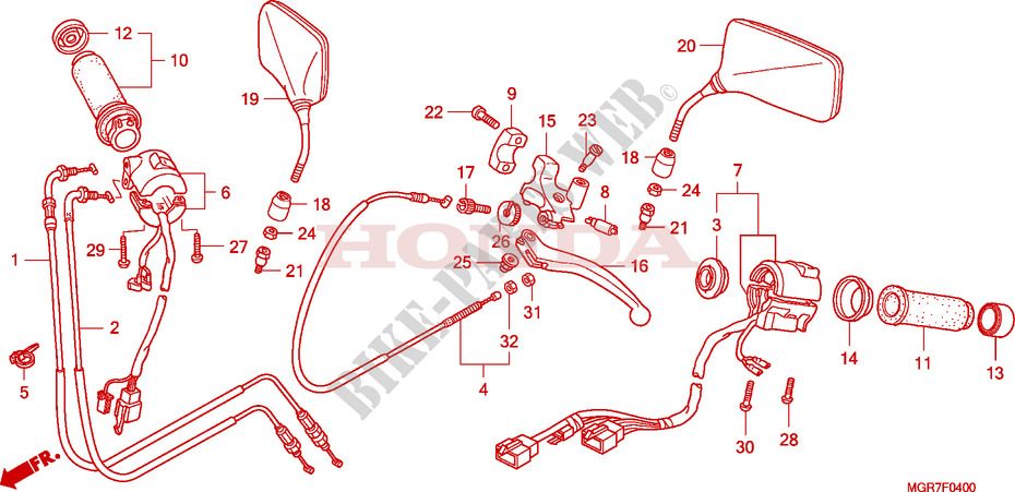 SWITCH    CABLES   LEVERS   GRIPS   MIRRORS для Honda VT 750 S 2010