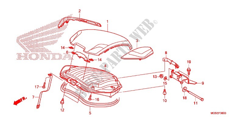 LUGGAGE BOX COVER для Honda NC 700 ABS DCT 35KW 2012