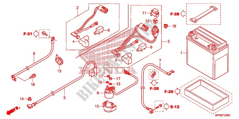 WIRE HARNESS/BATTERY для Honda FOURTRAX 420 RANCHER 4X4 Electric Shift CAMO 2012