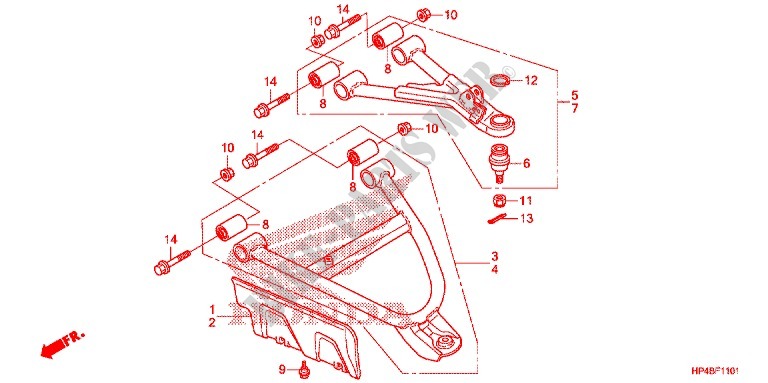 FRONT SUSPENSION ARM (4WD) для Honda FOURTRAX 420 RANCHER 4X4 Electric Shift CAMO 2012