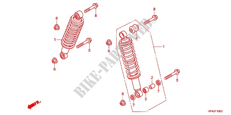 FRONT SHOCK ABSORBER для Honda FOURTRAX 420 RANCHER 4X4 PS RED 2012
