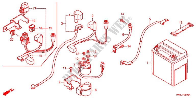 WIRE HARNESS/BATTERY для Honda FOURTRAX 500 FOREMAN RUBICON Power Steering 2012