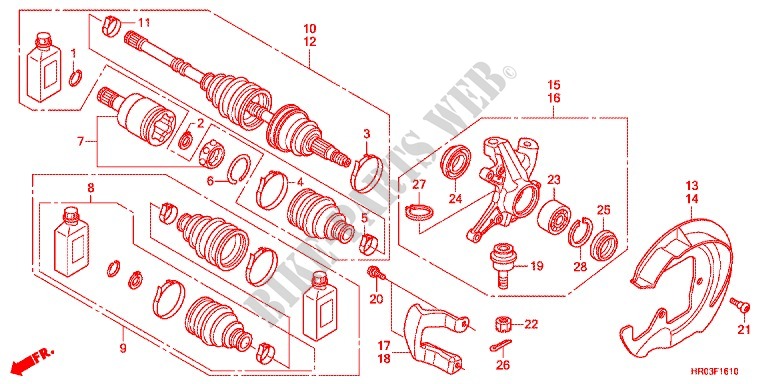 FRONT KNUCKLE для Honda FOURTRAX 500 FOREMAN 4X4 Power Steering 2012