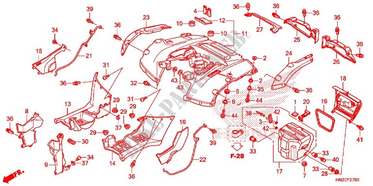 REAR FENDER для Honda FOURTRAX 500 FOREMAN RUBICON Power Steering 2014