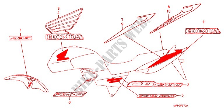 STICKERS (CB1300/CB1300A) для Honda CB 1300 SUPER FOUR ABS 2009
