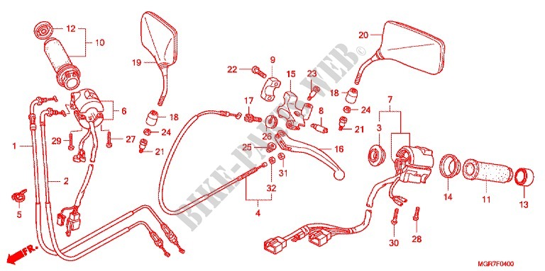SWITCH    CABLES   LEVERS   GRIPS   MIRRORS для Honda VT 750 S NOIRE 2011