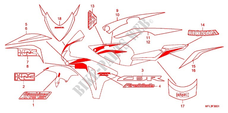 STICKERS (2) для Honda CBR 1000 RR ABS REPSOL 2009