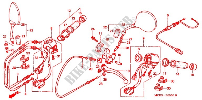 LEVER   SWITCH   CABLE (2) для Honda SHADOW VT 750 2001