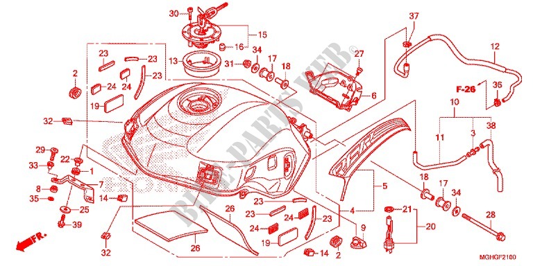 FUEL TANK для Honda CROSSTOURER 1200 ABS RED 2016