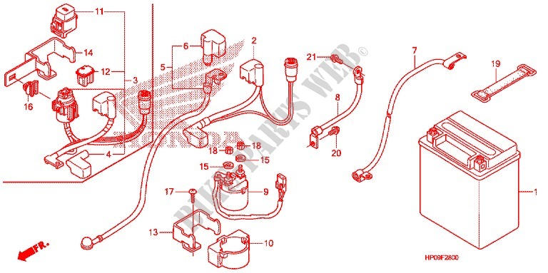 WIRE HARNESS/BATTERY для Honda FOURTRAX 500 FOREMAN 4X4 Electric Shift, Power Steering 2009
