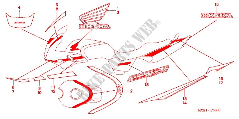 STICKERS (CB400S) для Honda CB 400 SUPER BOL D\'OR J 2005
