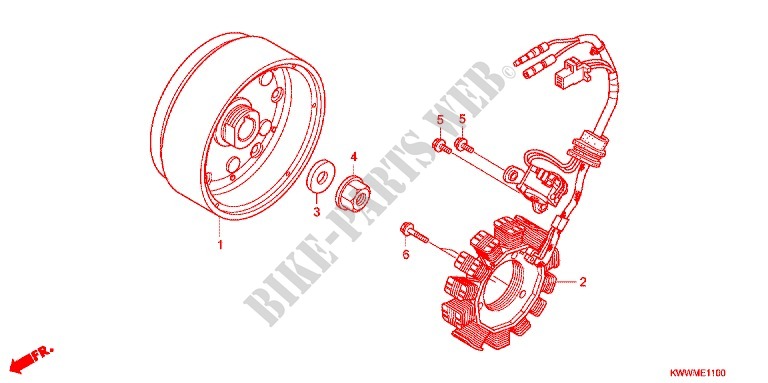 LEFT CRANKCASE COVER   ALTERNATOR (2) для Honda WAVE 110 Casted wheels, Kick start 2010