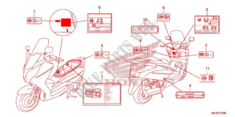 CAUTION LABEL (1) для Honda S WING 125 ABS 2ED 2012