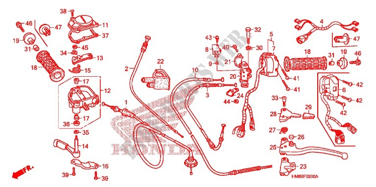 LEVER   SWITCH   CABLE (1) для Honda TRX 250 FOURTRAX RECON Electric Shift 2006