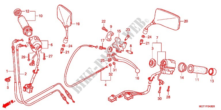 SWITCH    CABLES   LEVERS   GRIPS   MIRRORS для Honda VT 400 S 2J 2011