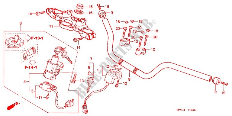 HANDLEBAR   TRIPLE CLAMP   STEERING STEM (CB750F4/5) для Honda CB 750 BLACK 2004
