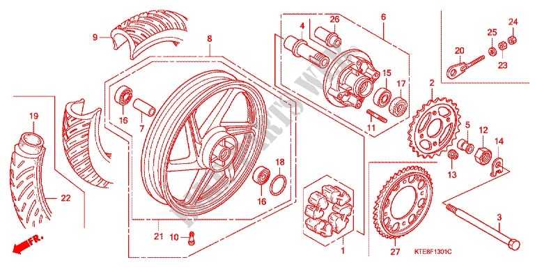 REAR WHEEL (2) для Honda CBF 125 M STUNNER Front brake disk 2015