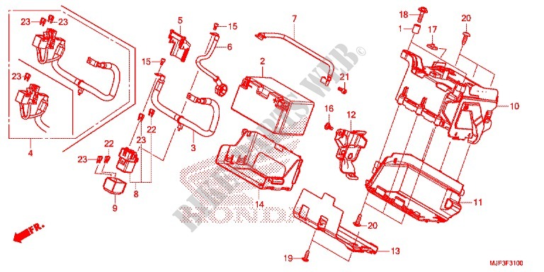 TOOLS   BATTERY BOX для Honda AFRICA TWIN 1000 ABS RED 2017