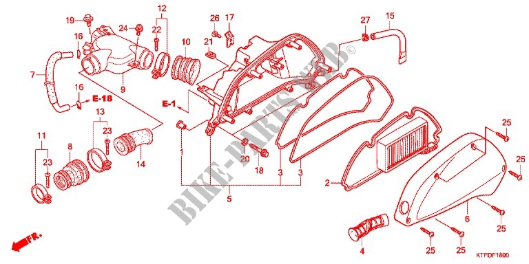 FRONT COVER   AIR CLEANER для Honda SH 125 TOP CASE 2012