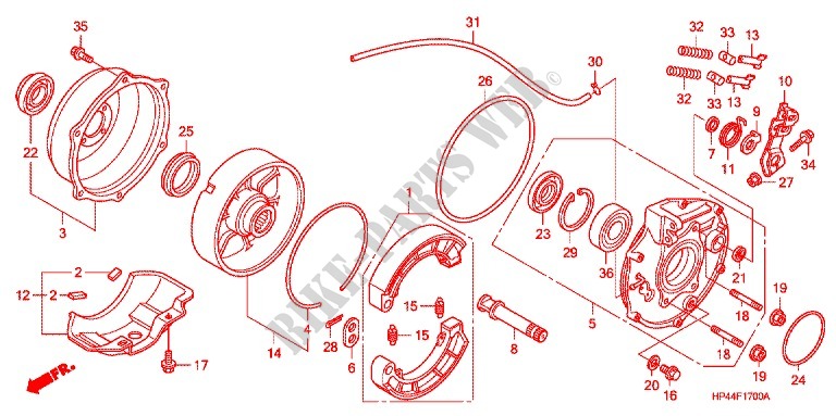 REAR BRAKE PANEL   SHOES для Honda FOURTRAX 420 RANCHER 4X4 Manual Shift 2008