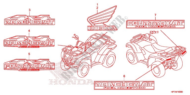 STICKERS для Honda FOURTRAX 420 RANCHER 4X4 AT PS 2012