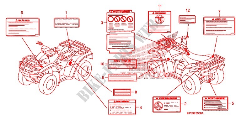 CAUTION LABEL (1) для Honda FOURTRAX 500 FOREMAN 4X4 Electric Shift, Power Steering 2009